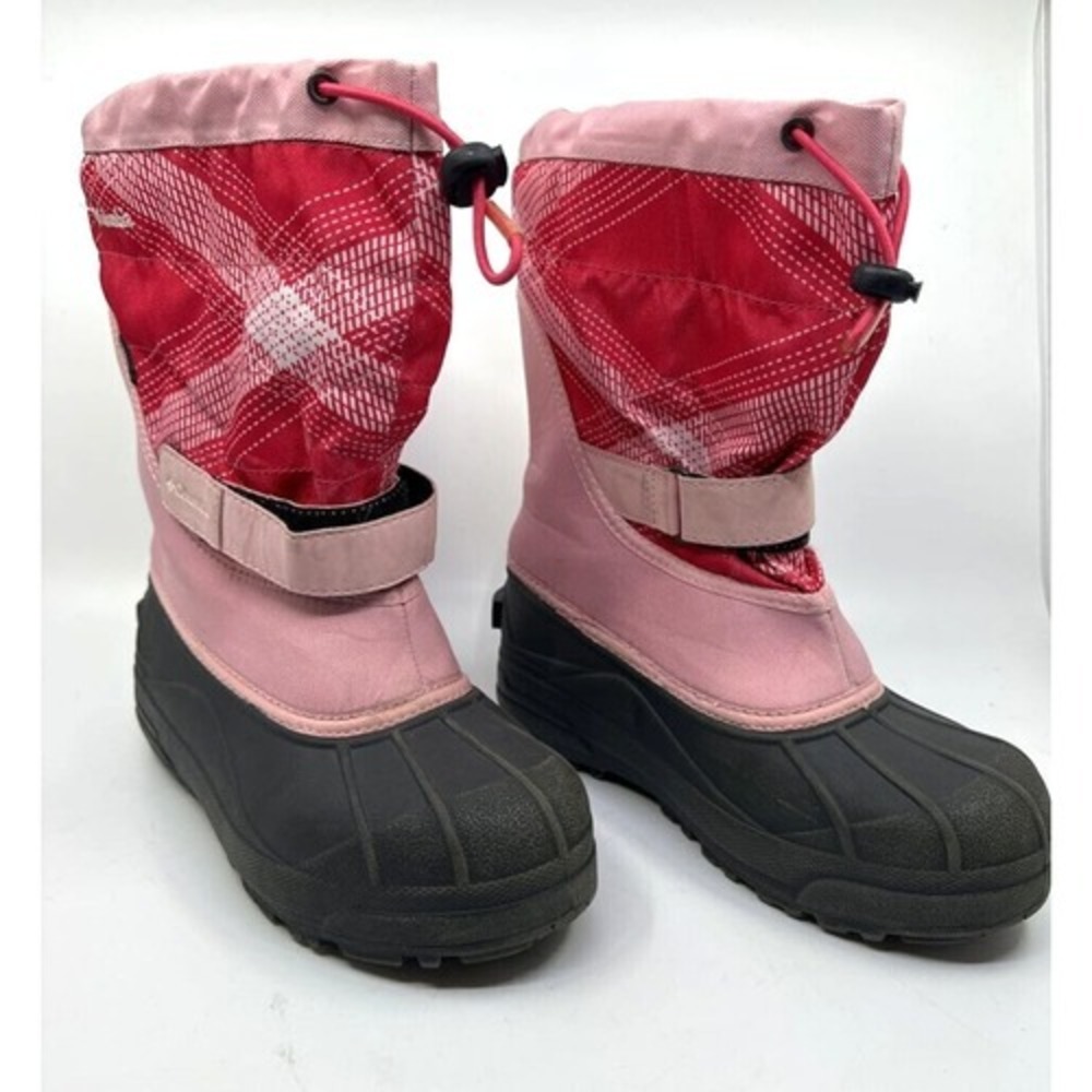 Columbia Snow Boots Kids Size‎ 5 Pink Red Plaid Waterproof BY1298-952 Good